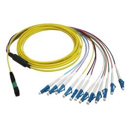 12 Cores Singlemode OS2 SMF28e MPO – LC UPC Ribbon Fanout Fiber Optic Trunk LSZH Cable