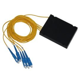 SC/UPC 1×4 ABS Box Fiber Optic PLC Splitter for Telecommunications Systems